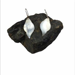 Conch shell carved mother of pearl earrings